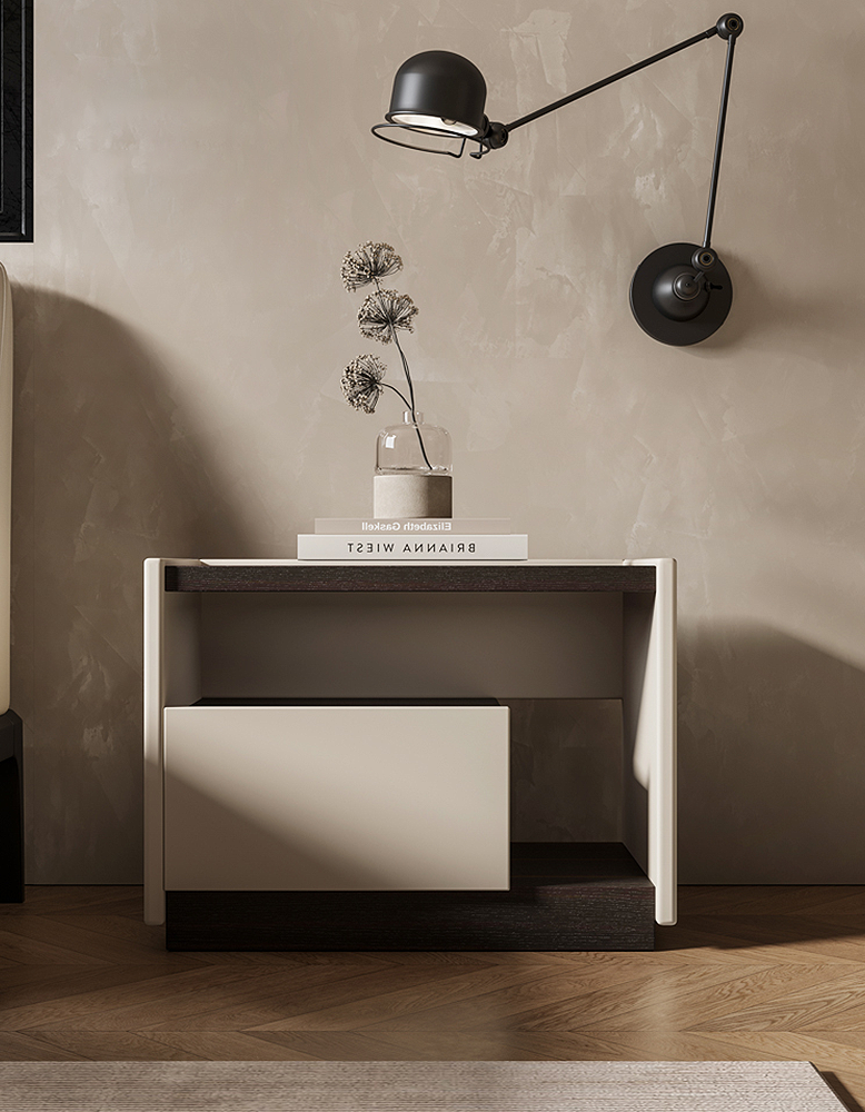 DC Concept Zoe antique bedside table with vintage-inspired design, featuring a wooden surface and elegant curved legs.