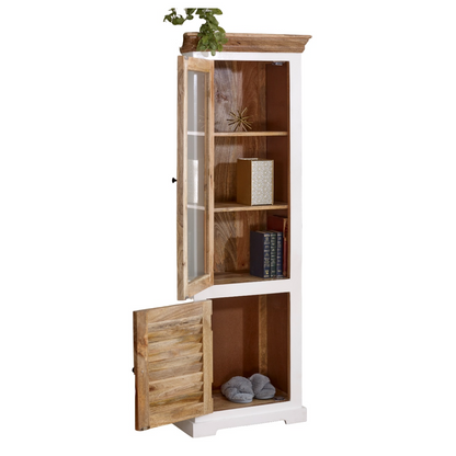 InStock Alfie wood bookcase with 3 shelves and a door, showcasing a natural finish and sturdy design for home storage and display