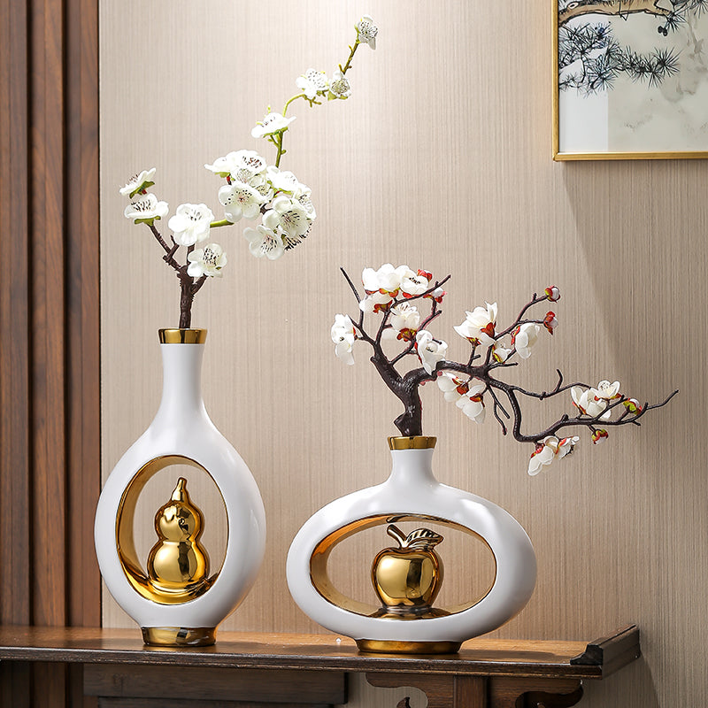 Creative vase decorations for living room by Michan Direct, featuring colorful glass vases with floral accents on a wooden table.