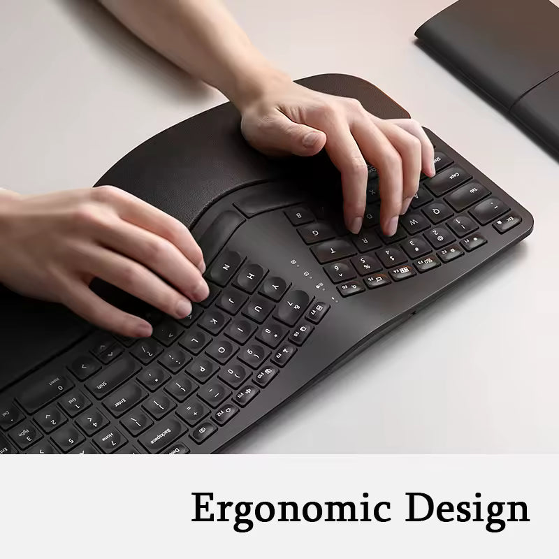 Jomaa 2.4G + Bluetooth Wireless Keyboard and Mouse Set, Ergonomic Backlit Rechargeable Combo for Laptop and Computer