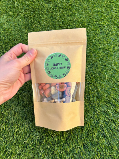 The Bonnie Hound Happy Barkday Treat Pick n Mix chocolate treats in a 150g bag, featuring assorted chocolates for dogs.