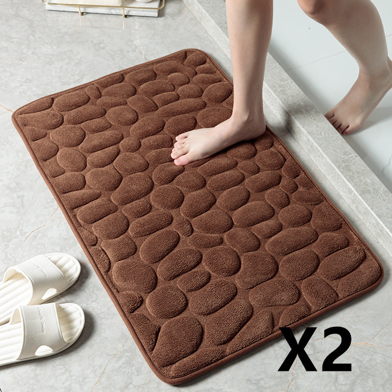 Pebble Stone Bathroom Mat | Soft Memory Foam Anti-Slip Bath Mat