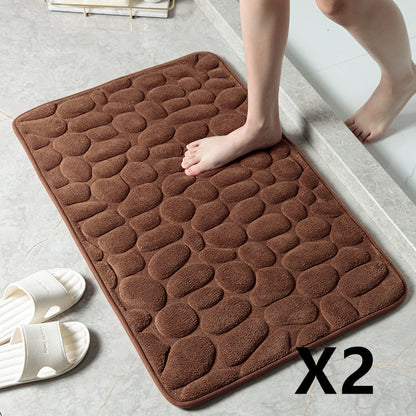 Pebble Stone Bathroom Mat | Soft Memory Foam Anti-Slip Bath Mat