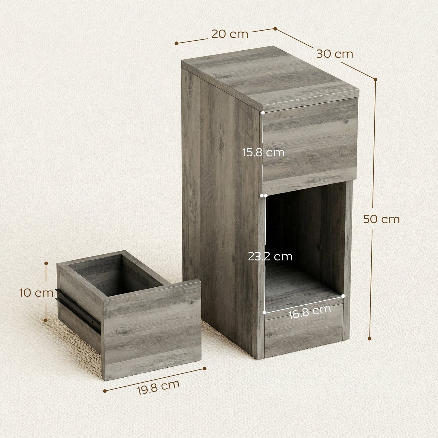 Wise Galleria modern grey storage bedside tables set with sleek design and convenient drawers for bedroom organization.