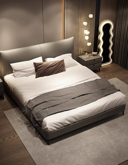 Viktor floating king size bed by DC Concept with sleek modern design and plush white bedding in a stylish bedroom setting.