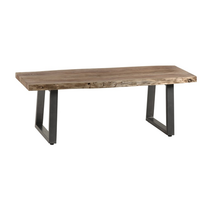 InStock Baltic Live Edge Coffee Table showing natural wood surface with live edge details and sturdy wooden legs in a home setting
