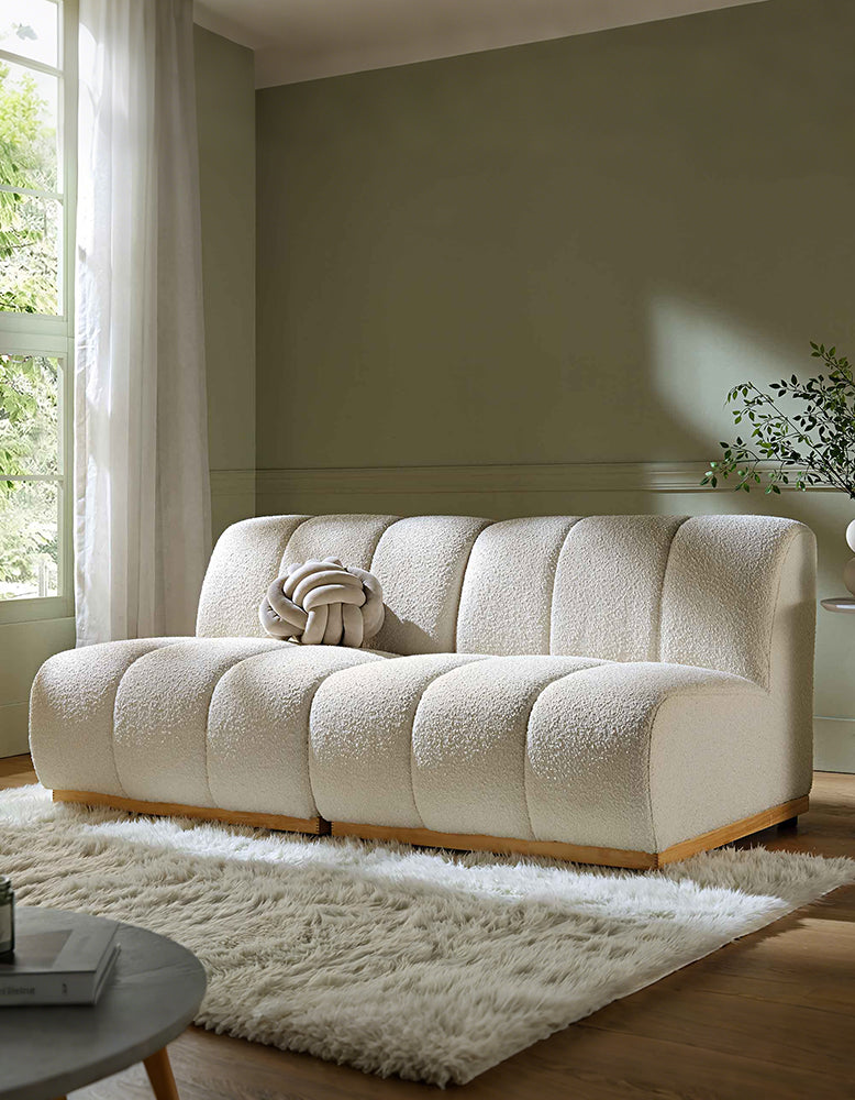 Yilmaz Modular Sofa, Armless Sofa, White Boucle
