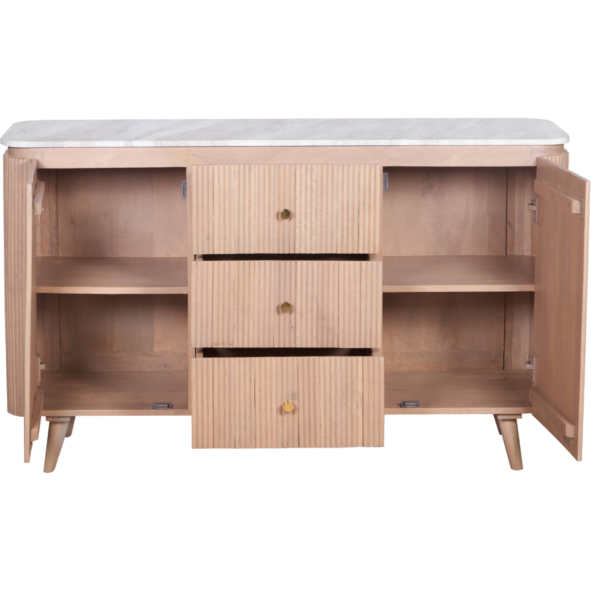 Ashford Natural Marble & Wood Extra Large Sideboard | 3 Drawers & 2 Doors