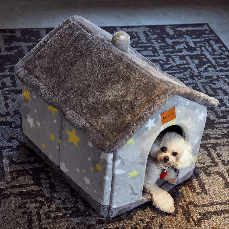 Foldable Cave Pet Bed for Dogs & Cats | Warm Enclosed Pet House