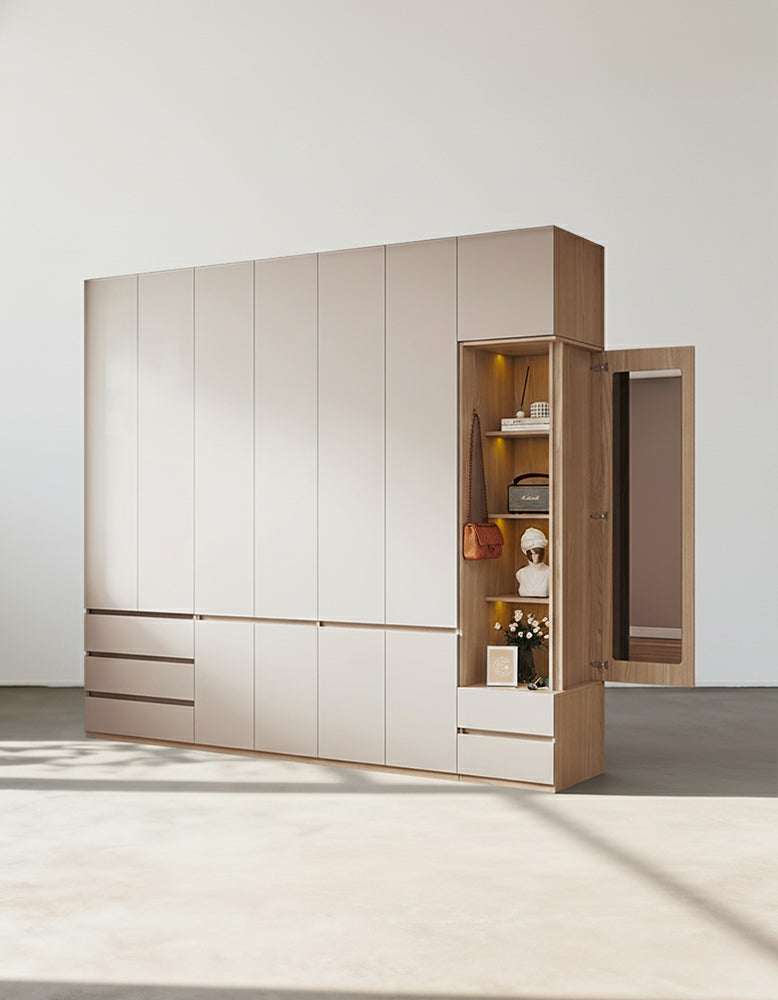 DC Concept Tiwari Small Wardrobe with Dressing Table, two-door double wardrobe in a compact bedroom furniture set