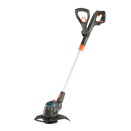 Gardena Battery Trimmer 23/18V with 230mm cutting blade, for lawn trimming and gardening maintenance.