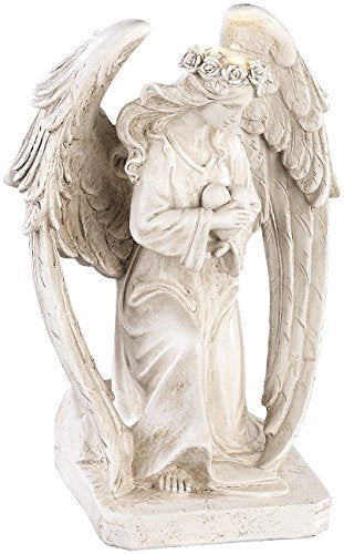 Lunartec Angel LED: Kneeling Solar LED Guardian Angel Figure, 24.5 cm, White, For Indoor and Outdoor Use