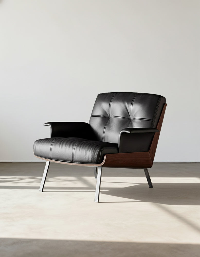 DC Concept Vasilev leather lounge armchair, modern design with a sleek, without armrests, featuring plush cushioning and stylish legs.