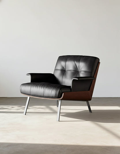 DC Concept Vasilev leather lounge armchair, modern design with a sleek, without armrests, featuring plush cushioning and stylish legs.