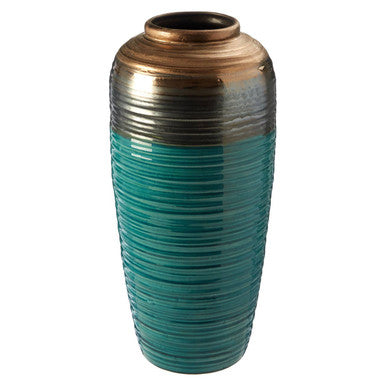 Large ribbed ceramic vase from DEPOT, Capri style, with a textured surface suitable for decorative floral arrangements.
