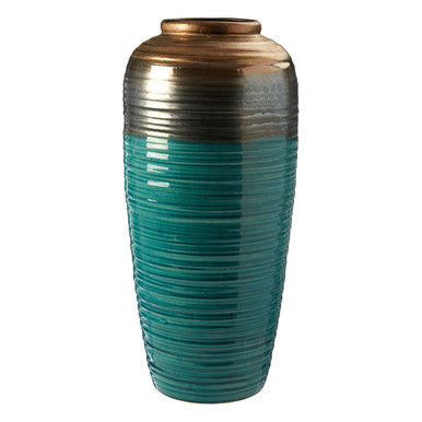 Large ribbed ceramic vase from DEPOT's Capri collection, featuring a sleek design perfect for decorative displays.