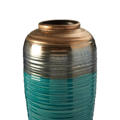 Large ribbed ceramic vase from DEPOT, Capri collection, with a textured surface and classic design for decorative use.