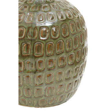 Large green textured ceramic vase by Orsina, featuring a modern design with a smooth, rounded shape and decorative surface.