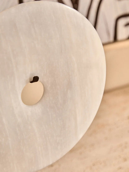 Large grey marble disc sculpture by Orsina, 30cm round decorative art piece from sculptures and ornaments collection.