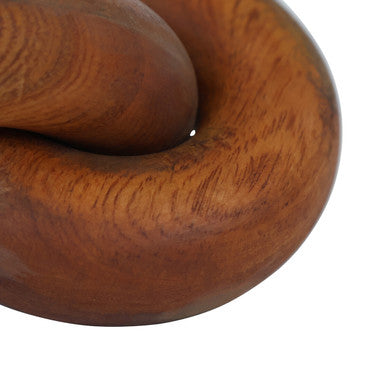 Orsina Cato brown wood small knot decor sculpture with natural wood grain and smooth finish, suitable for home ornament display.