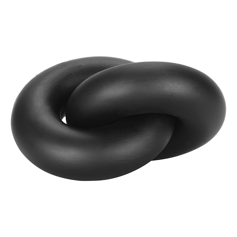 Small black wood knot sculpture by Orsina, featuring natural wood grain and a smooth, rounded knot design for home decor.