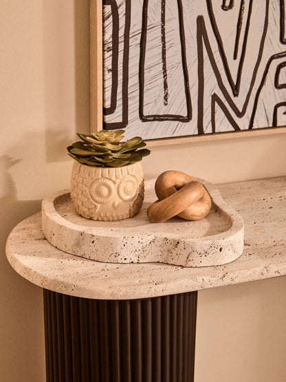 Small knot-shaped wood sculpture from Orsina's Cato Natural Wood decor collection, featuring smooth, natural wood finish.