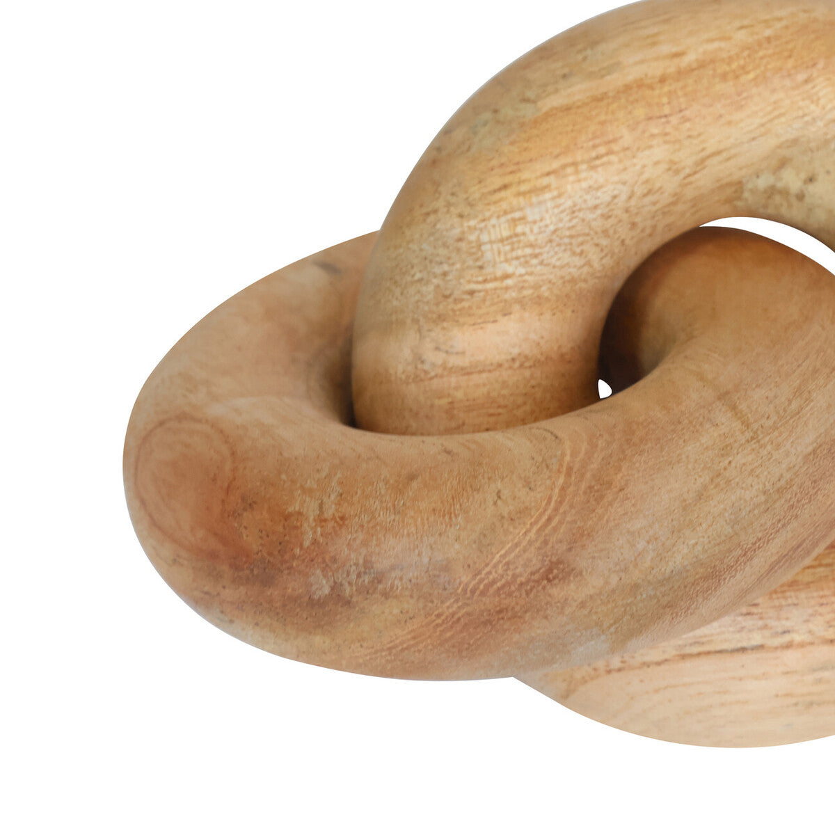 Small knot decor sculpture made of natural wood by Orsina, showcasing a smooth, polished wooden ornament with a rustic finish.