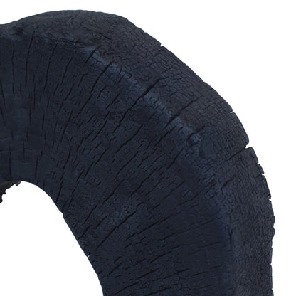 Orsina Tibor black mango wood sculpture with travertine base, decorative art piece showcasing natural wood and stone details.