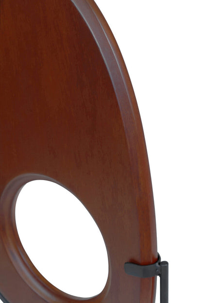 Westo natural wood vertical sculpture by Orsina with a travertine base, showcasing modern art and craftsmanship.