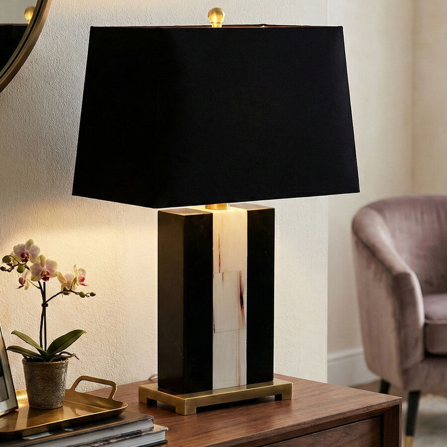 Hoxton Marble Table Lamp with Black Shade