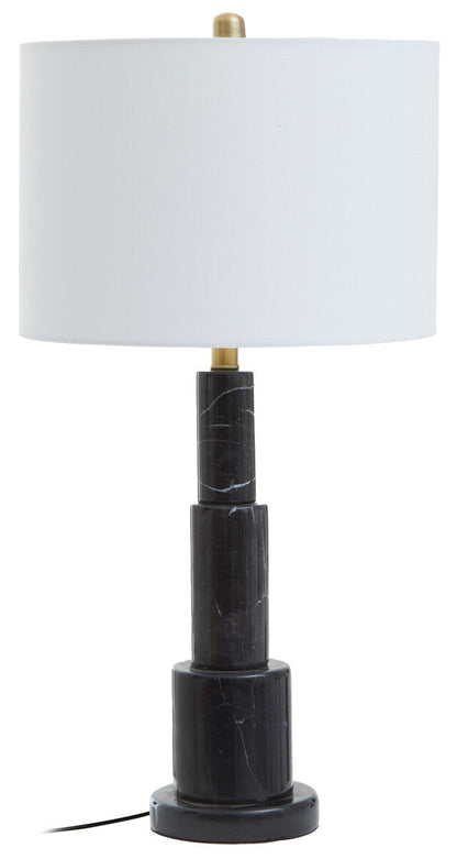 Black Marble Table Lamp with Ivory Shade | Elara