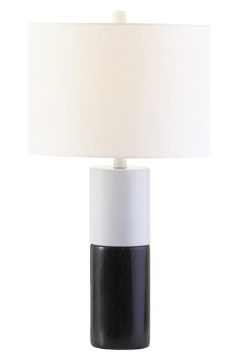 Eben Black Marble Table Lamp with White Shade