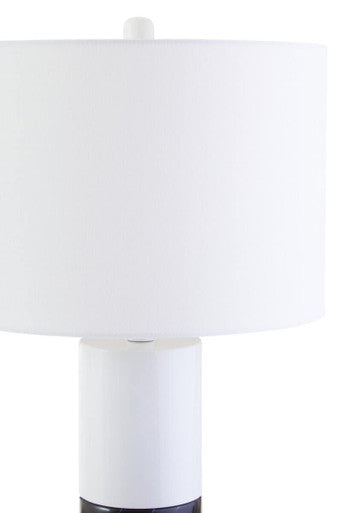 Eben Black Marble Table Lamp with White Shade