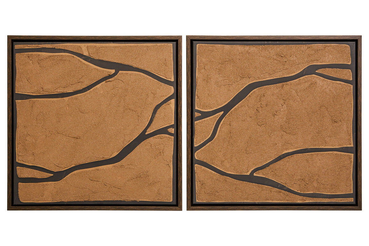 Set of 2 textured brown and black abstract wall art pieces by Orsina, featuring modern, artistic designs for home decor.