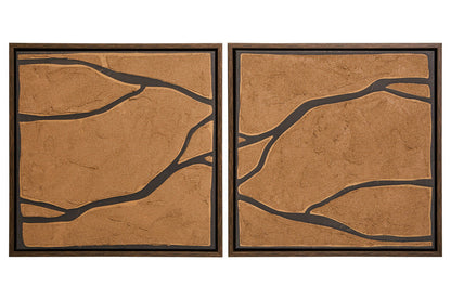 Set of 2 textured brown and black abstract wall art pieces by Orsina, featuring modern, artistic designs for home decor.