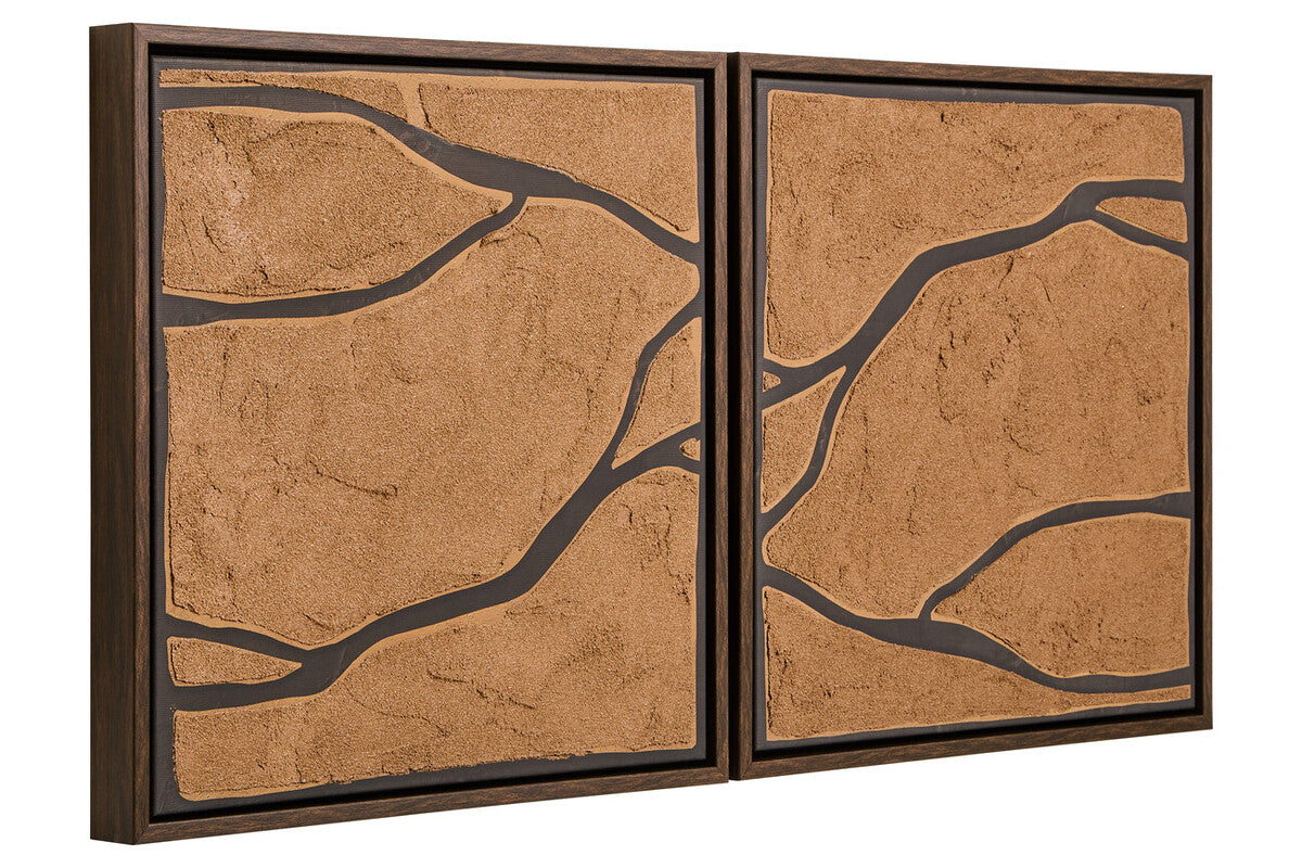 Orsina Astratto set of 2 brown and black textured wall art pieces, modern abstract wall decor for living spaces