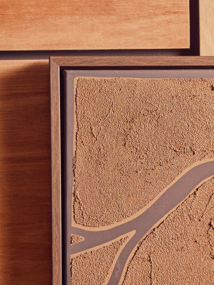 Two textured wall art pieces in brown and black from Orsina's Astratto set, showcasing abstract, modern design for interior decor.
