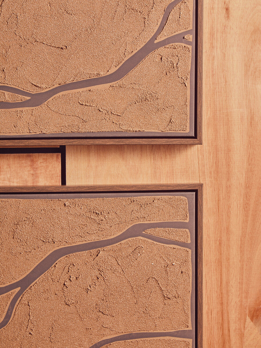 Set of 2 Orsina brown and black textured wall art pieces featuring abstract designs for modern home decor.
