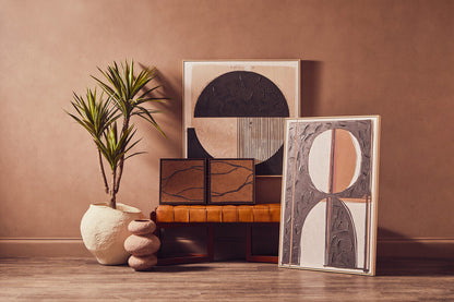 Set of 2 brown and black textured wall art pieces by Orsina, modern abstract wall decor with artistic patterns.