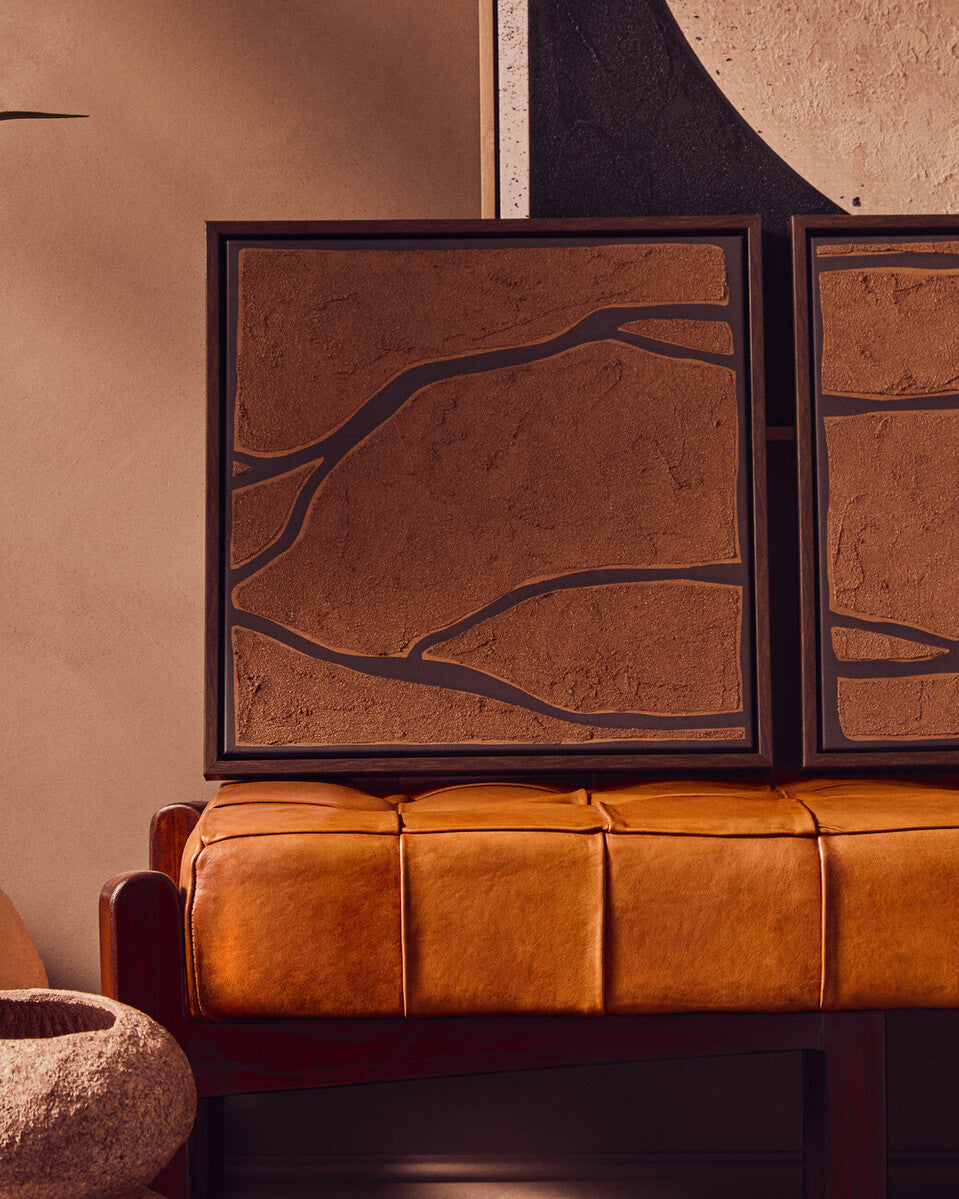 Set of 2 brown and black textured wall art pieces by Orsina, featuring abstract designs for modern home decor.