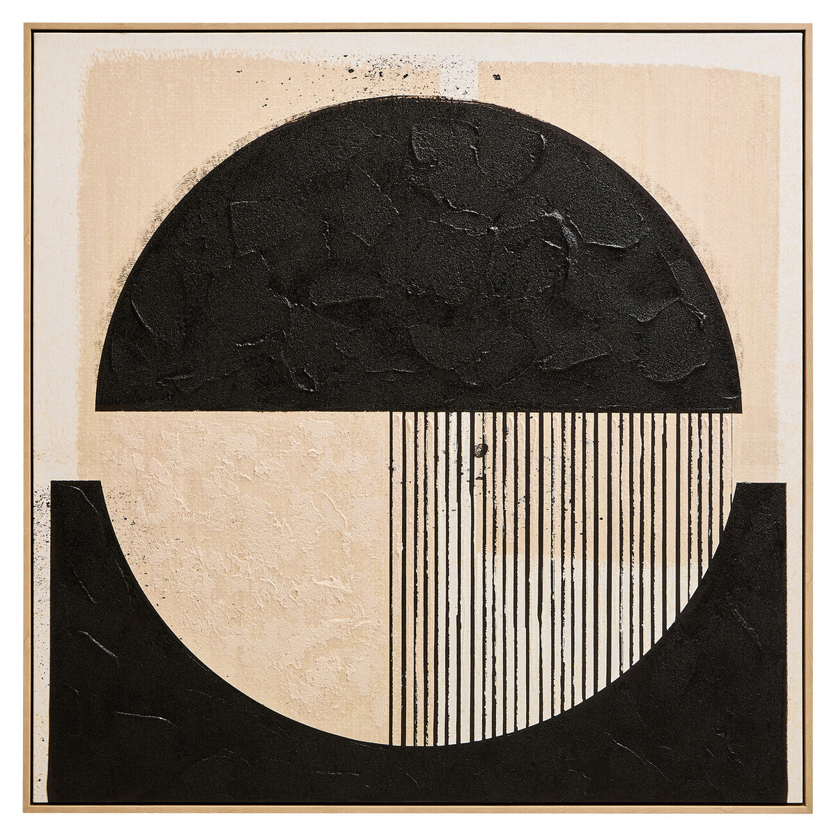 Abstract black and cream wall art by Orsina, modern wall-art piece with bold brushstrokes and textured finish.