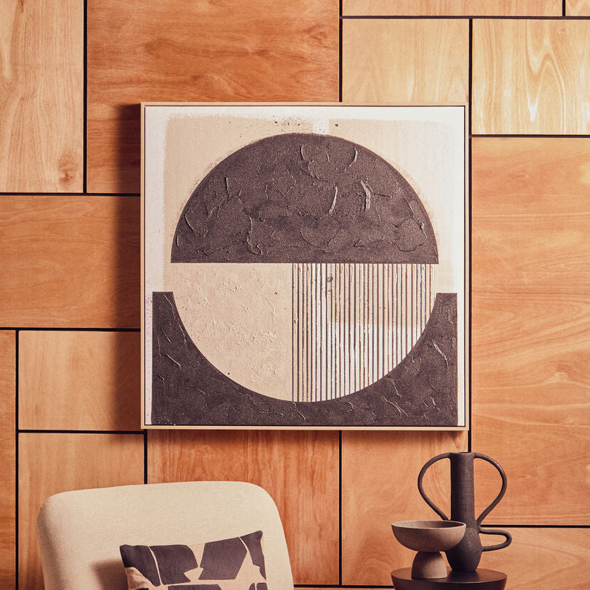 Abstract black and cream wall art by Orsina, modern wall-art piece with bold brushstrokes and textured design.