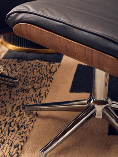 Orsina Warrington black leather effect recliner with matching footstool, ideal for office and gaming comfort.