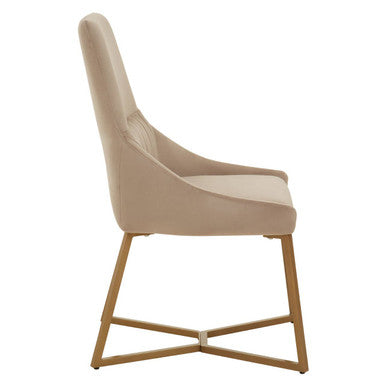 Orsina Vieste Mink Velvet Dining Chair with sleek design and plush upholstery, perfect for modern dining rooms.
