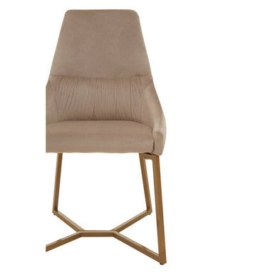 Orsina Vieste Mink Velvet Dining Chair with curved backrest and metal legs, stylish and comfortable for dining rooms.