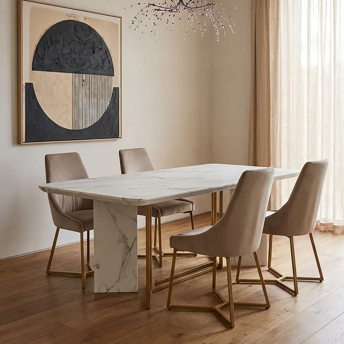 Orsina Vieste rectangular dining table with wooden top and sturdy legs, ideal for family and dinner gatherings.