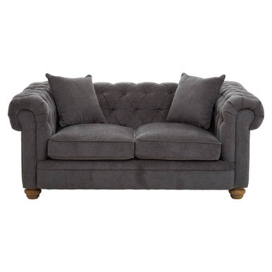 Orsina Spencer two-seater grey fabric sofa with plush cushions and modern design, perfect for living room seating.