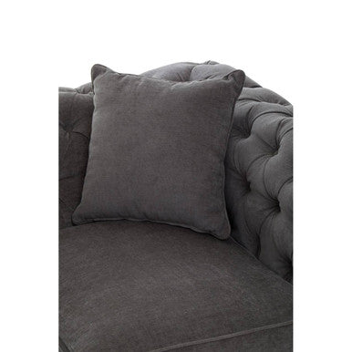 Orsina grey fabric two-seater sofa with cushioned armrests and modern design, ideal for living room seating.