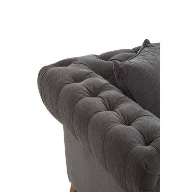 Orsina Spencer grey fabric two-seater sofa with plush cushions and sleek design, ideal for modern living rooms.