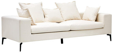 Orsina Avignon 3-seater textured cream fabric sofa showing plush cushions and modern design in a stylish living room setting.